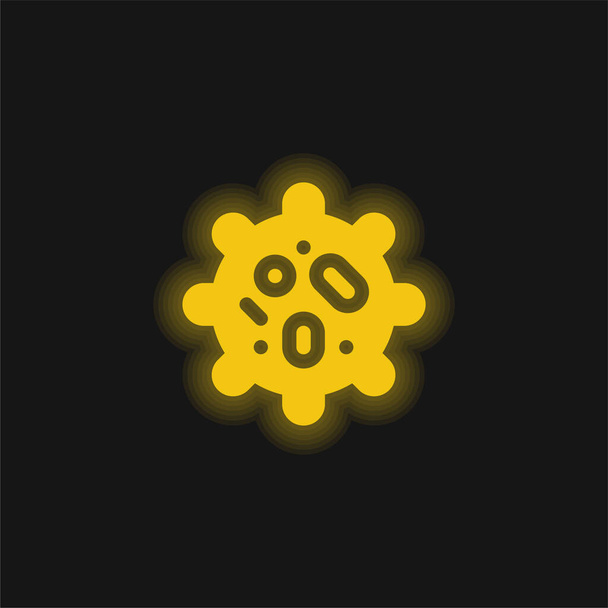 Biológia sárga izzó neon ikon - Vektor, kép