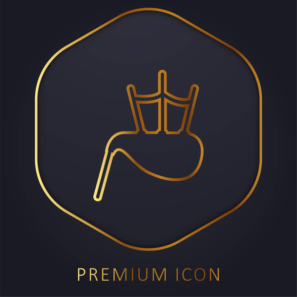 Bag Pipe zlatá čára prémie logo nebo ikona - Vektor, obrázek