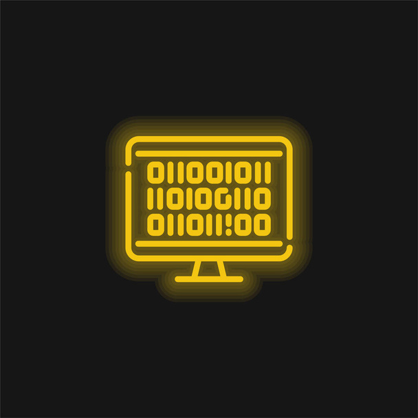 Binario amarillo brillante icono de neón - Vector, Imagen