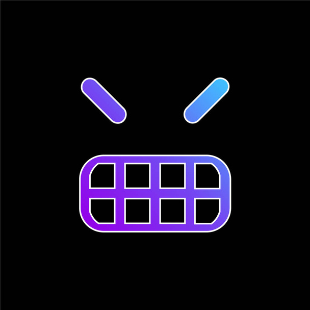 Angry Emoticon Square Arc kék gradiens vektor ikon - Vektor, kép