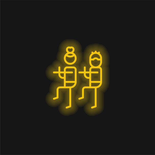 Testharc sárga izzó neon ikon - Vektor, kép