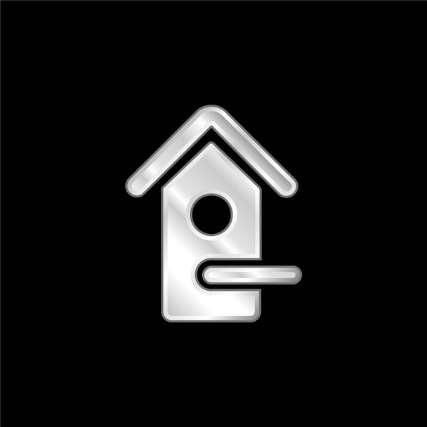 Bird House postříbřená kovová ikona - Vektor, obrázek
