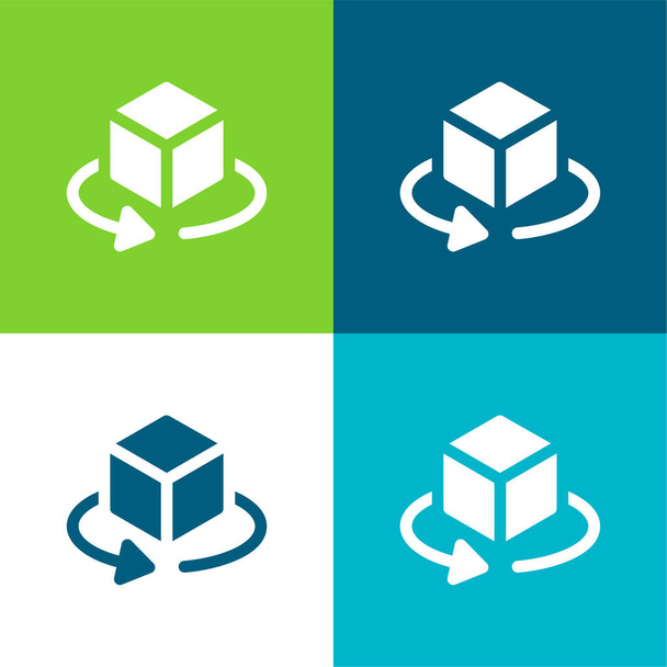 3d View Set di icone minimali a quattro colori - Vettoriali, immagini
