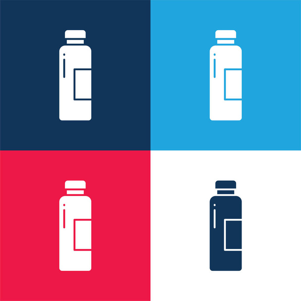 Palack kék és piros négy szín minimális ikon készlet - Vektor, kép