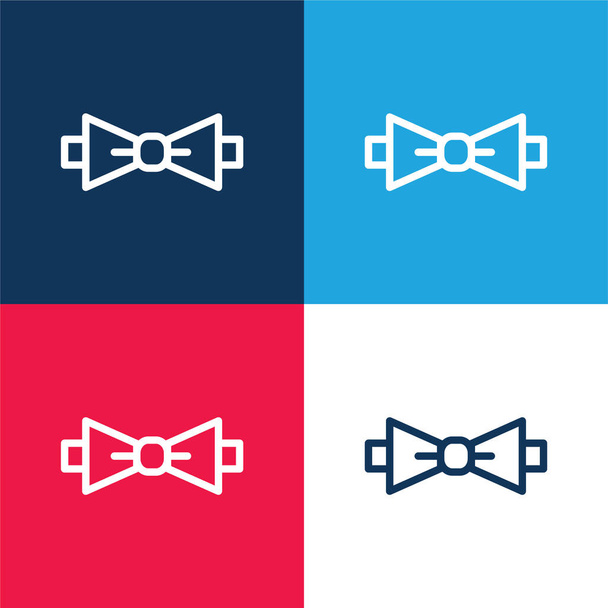 弓タイ青と赤の4色の最小アイコンセット - ベクター画像