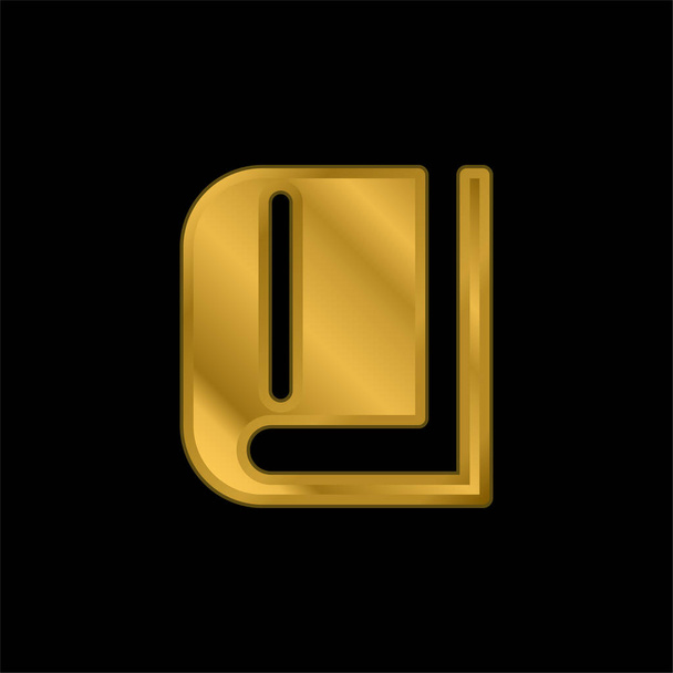 Libro cerrado herramienta chapado en oro icono metálico o vector de logotipo - Vector, imagen