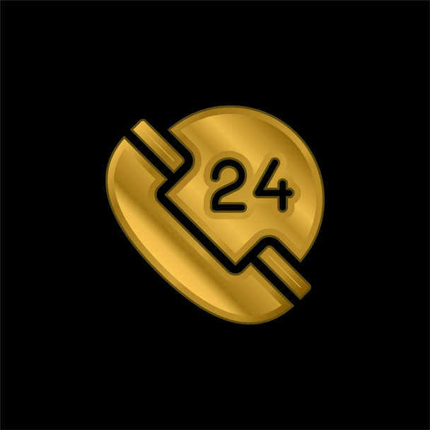 24 órás aranyozott fém ikon vagy logó vektor - Vektor, kép