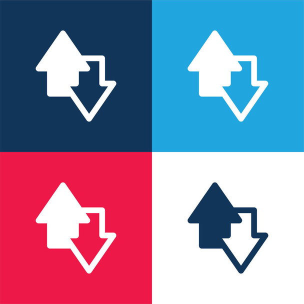 Strzałki niebieski i czerwony zestaw czterech kolorów minimalny zestaw ikon - Wektor, obraz