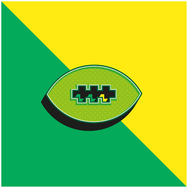 American Football Ball Verde e giallo moderno logo icona vettoriale 3d - Vettoriali, immagini
