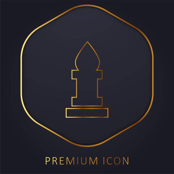 Bishop Chess Piece golden line premium logo or icon - Vector, Image