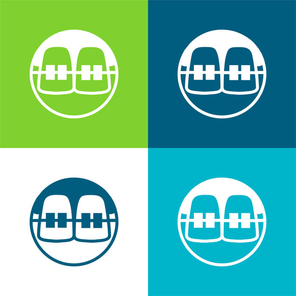 Fogszabályzó Lapos négy szín minimális ikon készlet - Vektor, kép