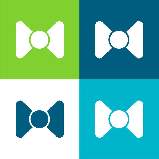 Bow Black Silhouette Flat four color minimal icon set - Vector, Image