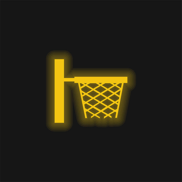 Basketball Basket Side View Pour Sport School Class jaune brillant icône néon - Vecteur, image