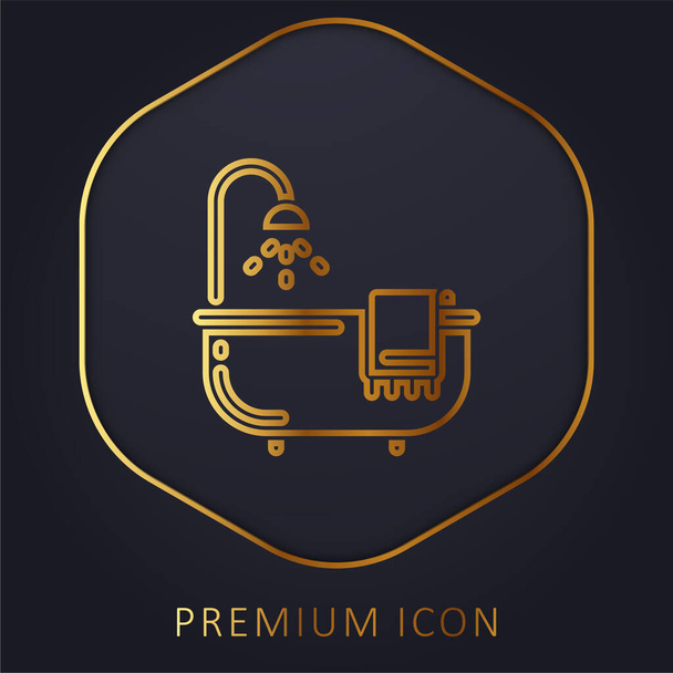 Złota linia wanny logo premium lub ikona - Wektor, obraz