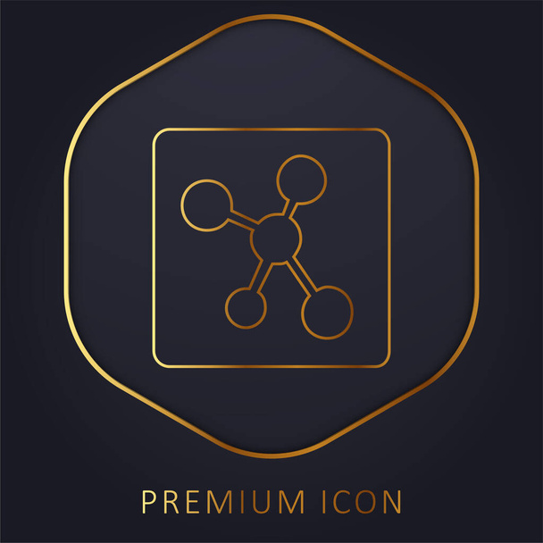 Estructura atómica línea dorada logotipo premium o icono - Vector, Imagen