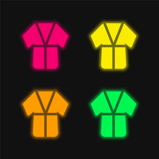 Fürdőköpeny négy színű izzó neon vektor ikon - Vektor, kép