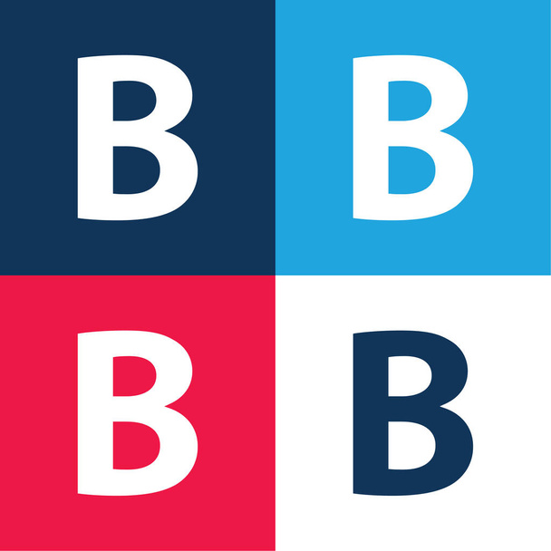pogrubiony przycisk litery B Symbol niebieski i czerwony zestaw czterech kolorów minimalny zestaw ikon - Wektor, obraz