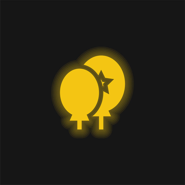 Palloncini giallo incandescente icona al neon - Vettoriali, immagini