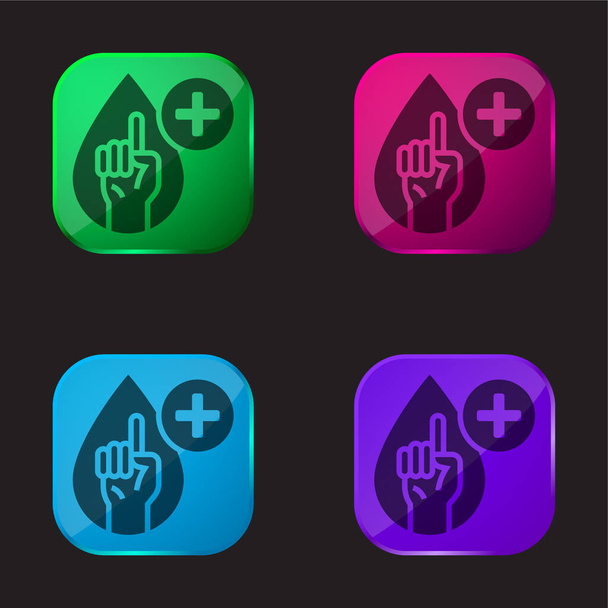 Blood Test čtyři barvy skla ikona - Vektor, obrázek