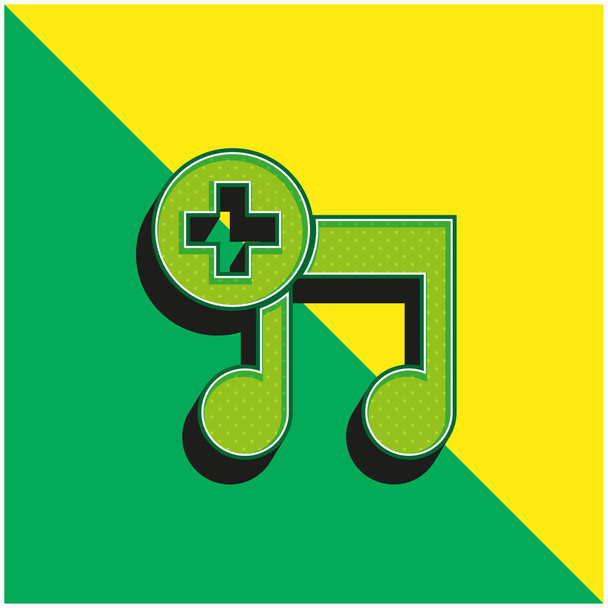 Dodaj symbol interfejsu piosenki Zielone i żółte nowoczesne logo wektora 3D - Wektor, obraz
