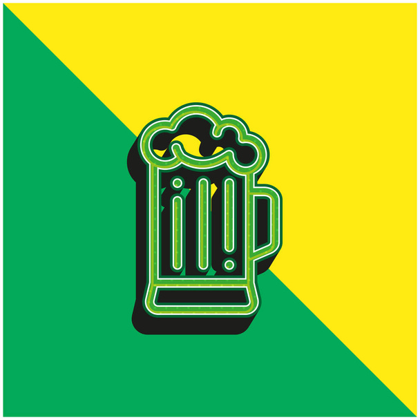 Cerveza verde y amarillo moderno vector 3d icono del logotipo - Vector, Imagen