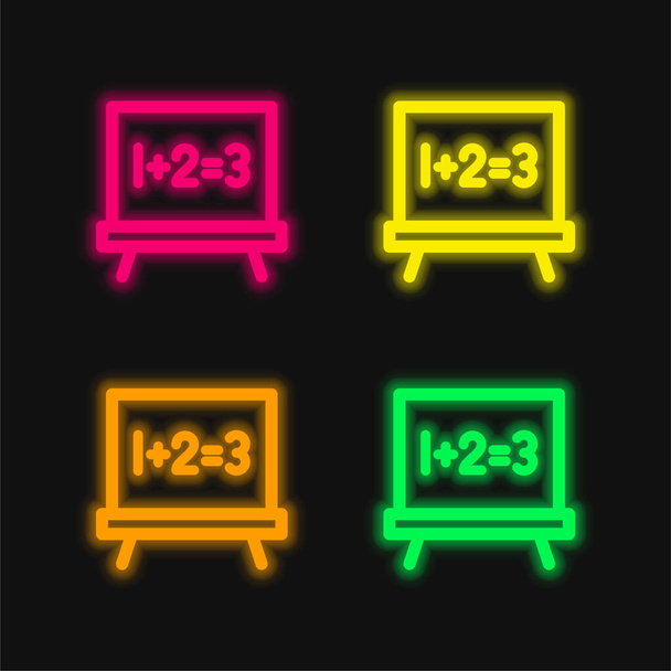 Blackboard four color glowing neon vector icon - Vector, Image