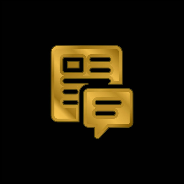 Blog chapado en oro icono metálico o logo vector - Vector, Imagen