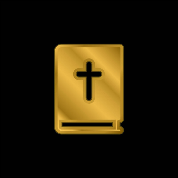 İncil altın kaplamalı metalik simge veya logo vektörü - Vektör, Görsel