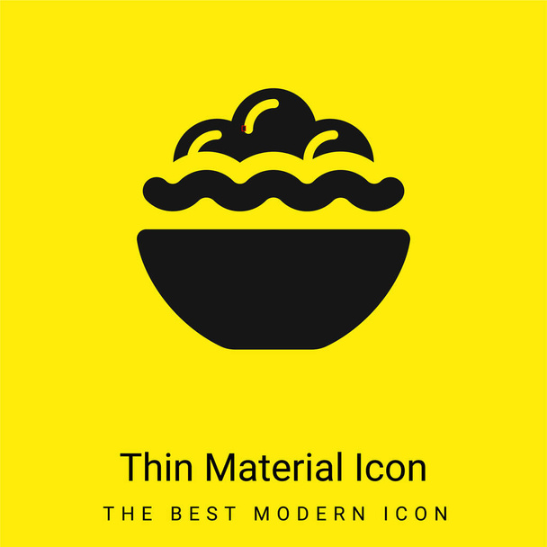 Tigela cheia de comida mínima ícone material amarelo brilhante - Vetor, Imagem