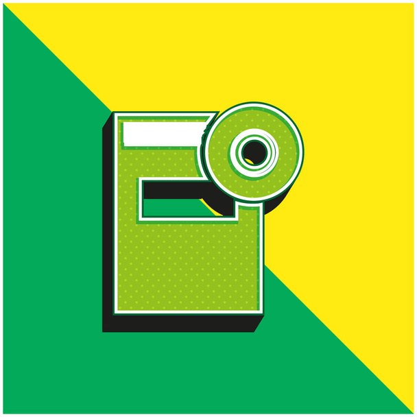 Book And Cd Learning Tools Πράσινο και κίτρινο σύγχρονο 3d διάνυσμα εικονίδιο λογότυπο - Διάνυσμα, εικόνα
