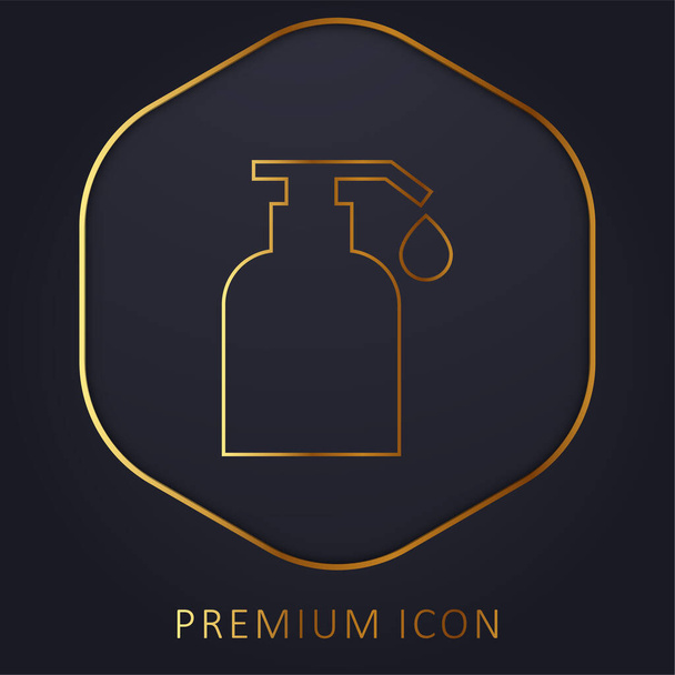Aceite Corporal línea dorada logotipo premium o icono - Vector, imagen