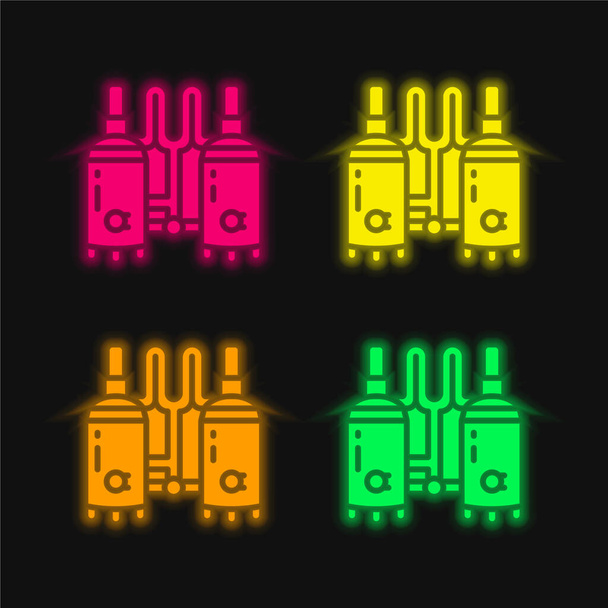4色の輝くネオンベクトルアイコンを醸造 - ベクター画像