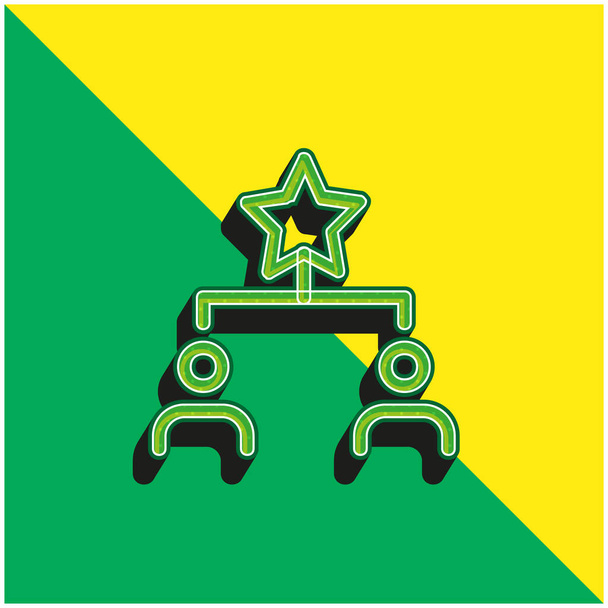 Bestes grünes und gelbes modernes 3D-Vektorsymbol-Logo - Vektor, Bild