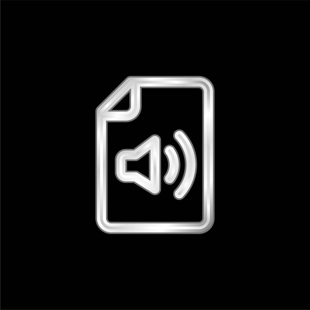 Audio File silver plated metallic icon - Vector, Image