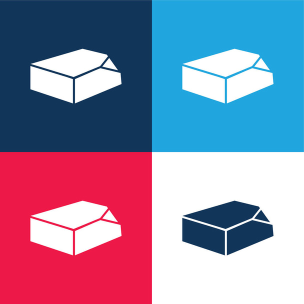 Herramienta de organización Box azul y rojo conjunto de iconos mínimo de cuatro colores - Vector, Imagen