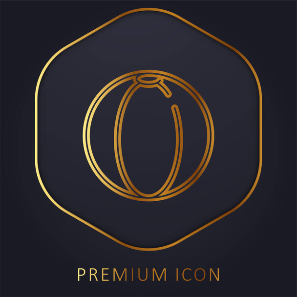Plaża piłka złota linia logo premium lub ikona - Wektor, obraz