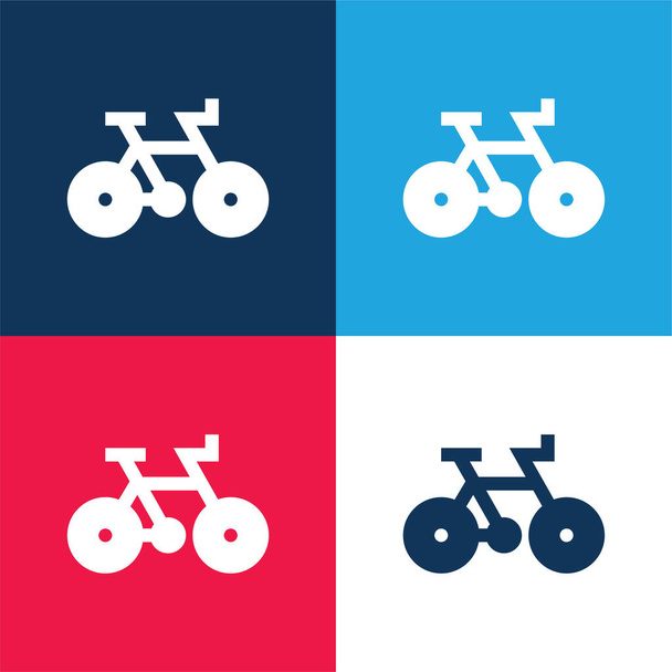 Kerékpár kék és piros négy szín minimális ikon készlet - Vektor, kép