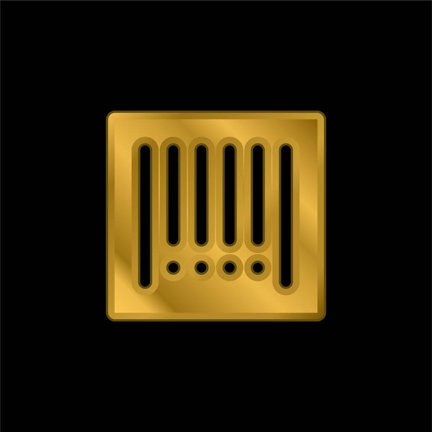 Kod kreskowy złocona metaliczna ikona lub wektor logo - Wektor, obraz