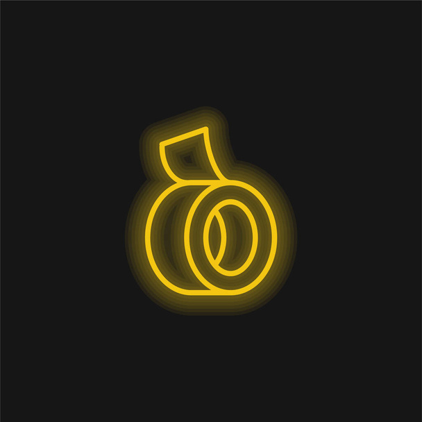 Cinta adhesiva amarillo brillante icono de neón - Vector, Imagen