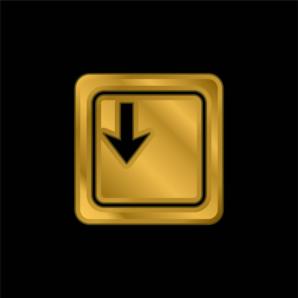 Tecla de flecha hacia abajo en el teclado chapado en oro icono metálico o logo vector - Vector, imagen