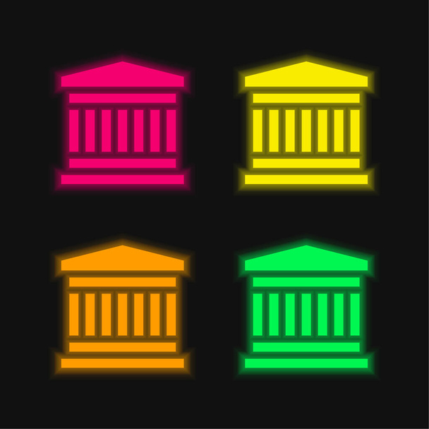 Dört renk parlayan neon vektör simgesini kaydet - Vektör, Görsel