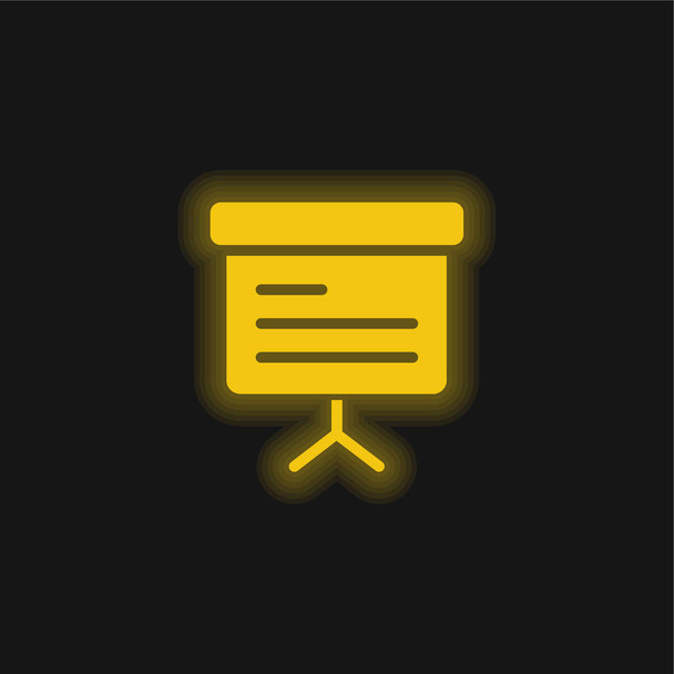 Blackboard sárga izzó neon ikon - Vektor, kép