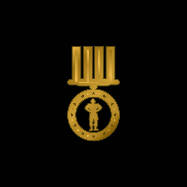 Bodybuilding-Medaille Variante vergoldet metallisches Symbol oder Logo-Vektor - Vektor, Bild