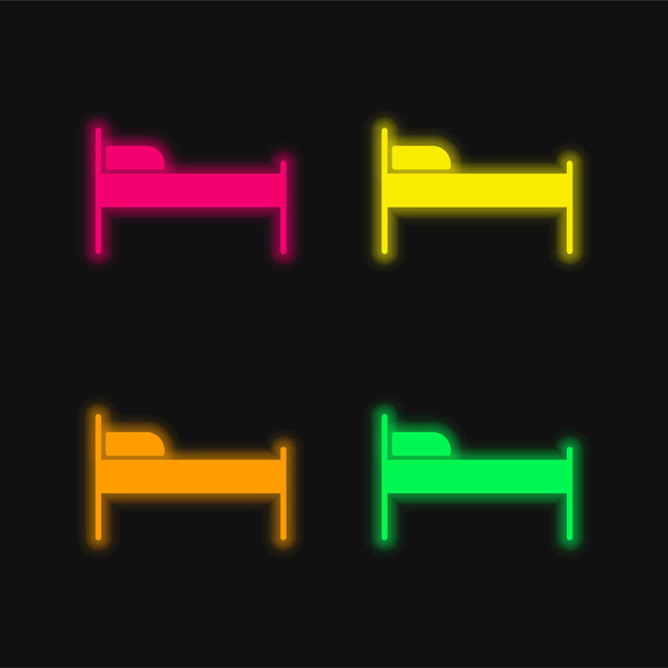 Спальня чотири кольори, що світяться неоном Векторні значки
 - Вектор, зображення