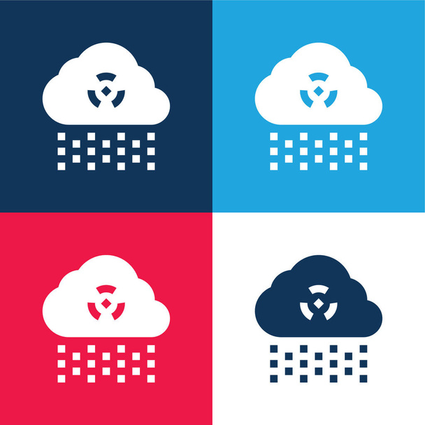 Ensemble d'icônes minimes bleu pluie acide et rouge à quatre couleurs - Vecteur, image