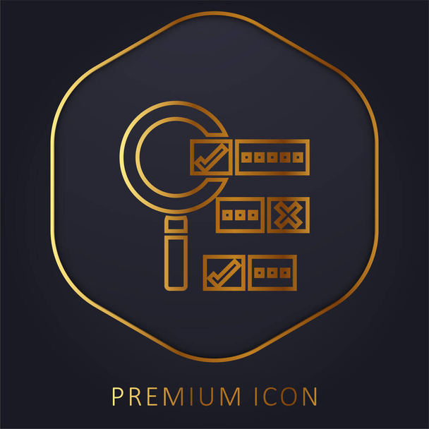 Booleano Buscar logo premium línea dorada o icono - Vector, Imagen
