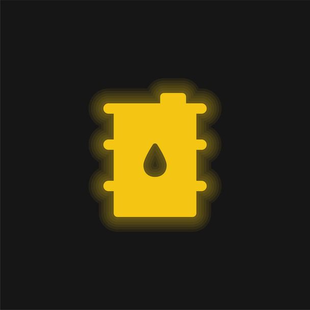 Fıçı sarı parlak neon simgesi - Vektör, Görsel