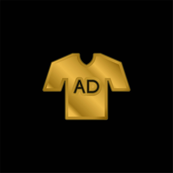 AD T Shirt gold plated metalic icon or logo vector - Vector, Image