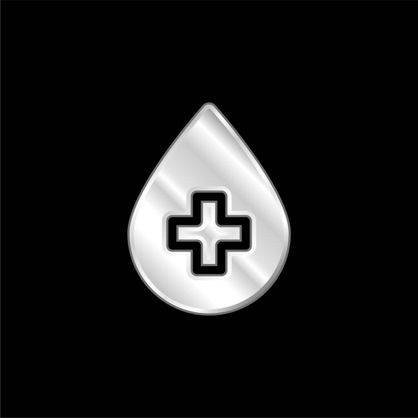Darování krve stříbrné pokovené kovové ikony - Vektor, obrázek
