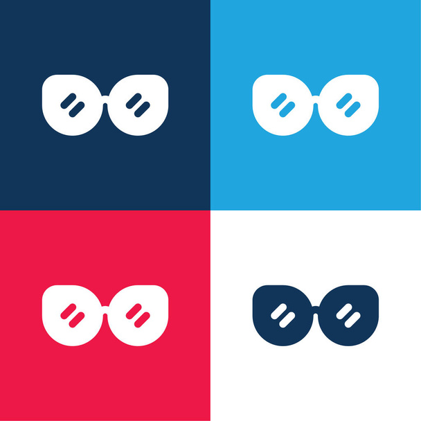 Дополнительный синий и красный четыре цвета минимальный набор значков - Вектор,изображение